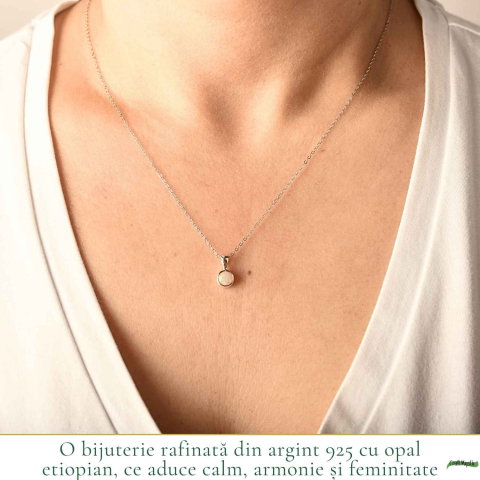 Colier Argint 925 cu Opal Etiopian Rotund – Energie Pozitiva si Claritate Interioara [1]