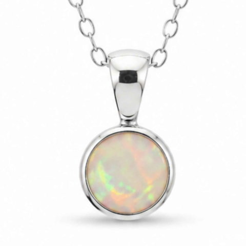 Balanta - Colier Argint 925 cu Opal Etiopian Rotund – Energie Pozitiva si Claritate Interioara