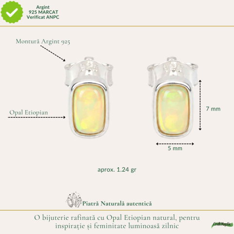 Cercei Argint 925 cu Opal Etiopian Natural – Eleganta si Energie Luminoasa [3]