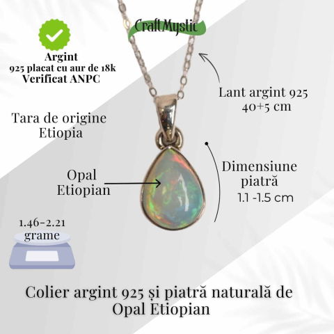 Colier argint 925 cu Opal Etiopian lacrima – Lumina sufletului si renastere interioara [3]