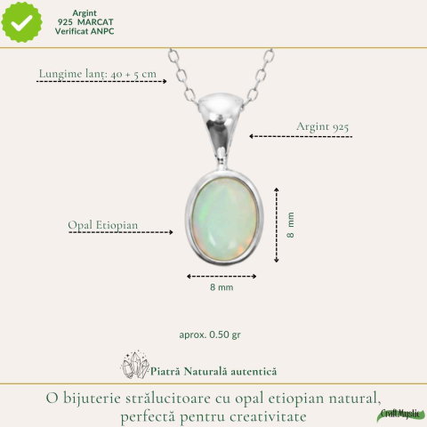Colier Argint 925 cu Opal Etiopian Oval – Intuitie si Energie Pozitiva [3]