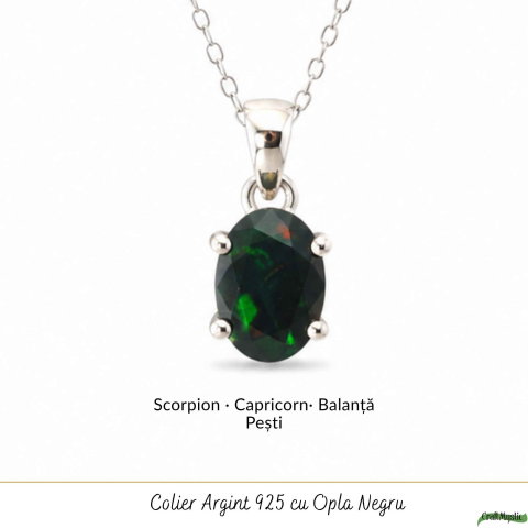 Colier Argint 925 cu Opal Negru Oval – Eleganta si Protectie Energetica [4]