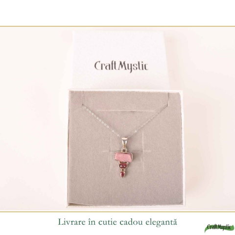 Colier Argint 925 cu Triplu Turmalina Roz – Iubire si Echilibru Emotional [5]