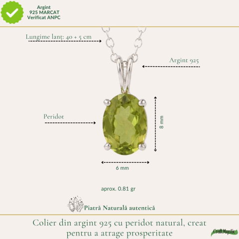 Colier Peridot Oval din Argint 925 – Prosperitate si Energie Pozitiva [3]