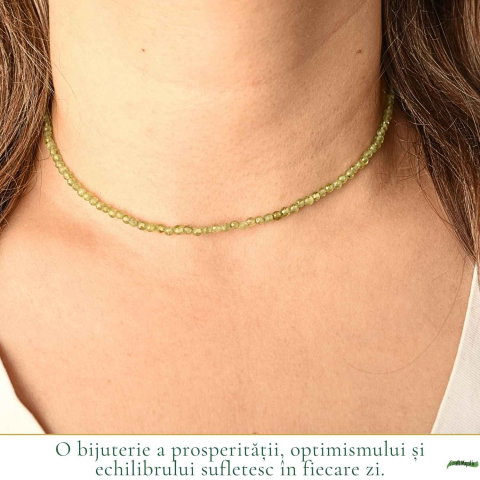Colier Fin la Baza Gatului Tip Choker cu Peridot Fatetat 3 mm – Prospețime si Eleganta Naturala [1]