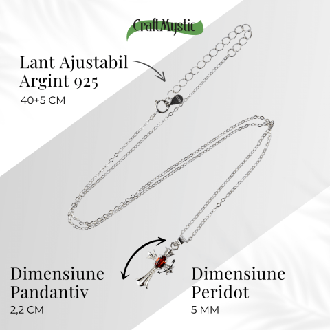 Colier Argint 925 cu Granat Natural in Forma de Cruce – Energie, Pasiune si Protectie Divina [3]