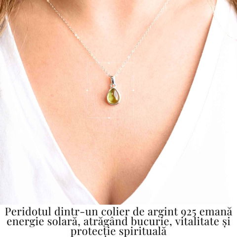Colier Argint 925 cu Peridot Natural in Forma de Lacrima – Lumina, Vindecare si Armonie Interioara [1]
