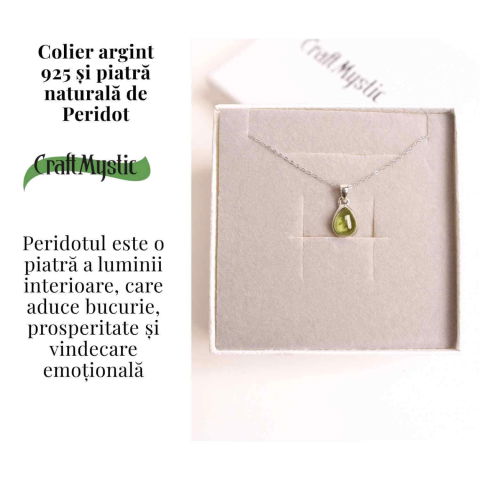 Colier Argint 925 cu Peridot Natural in Forma de Lacrima – Lumina, Vindecare si Armonie Interioara [3]