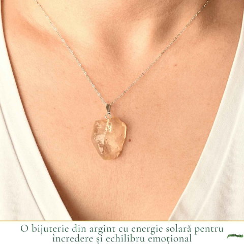 Colier Argint 925 cu Piatra Desertului Libian Brut – Protecte si Energie Solara [1]
