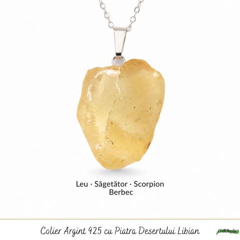 Colier Argint 925 cu Piatra Desertului Libian Brut – Protecte si Energie Solara [4]