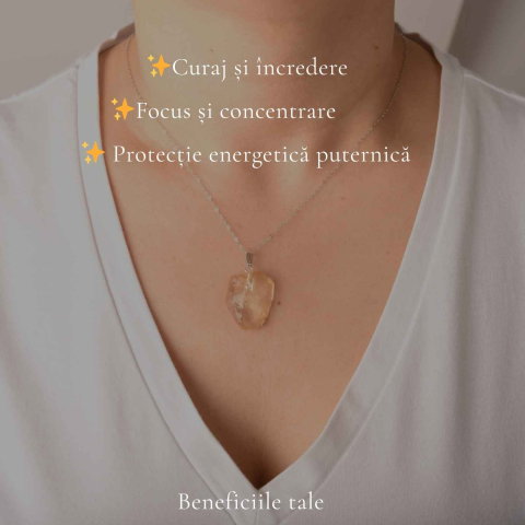 Colier Argint 925 cu Piatra Desertului Libian Brut – Protecte si Energie Solara [2]