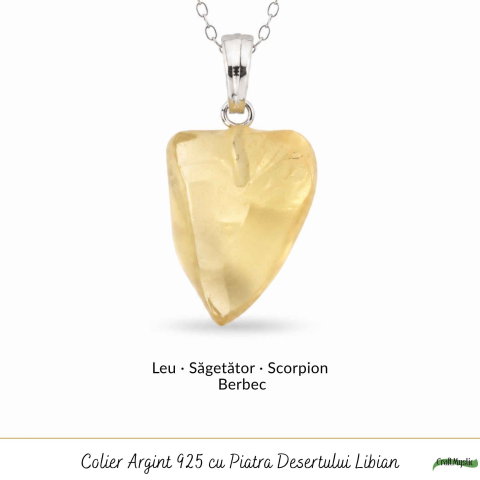 Colier Argint 925 cu Piatra Desertului Libian Brut – Claritate si Protectie Energetica [4]