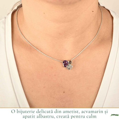 Colier Argint 925 cu Ametist, Acvamarin si Apatit Albastru – Calm si Claritate [1]