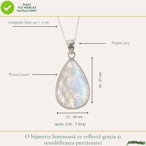 Colier Argint 925 cu Piatra Lunii Lacrima – Intuitie si Feminitate Eleganta [3]