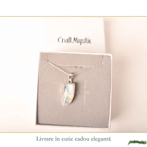 Colier Argint 925 cu Piatra Lunii Neuniform – Intuitie si Echilibru Emotional [5]