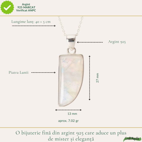 Colier Argint 925 cu Piatra Lunii Neuniform – Intuitie si Echilibru Emotional [3]