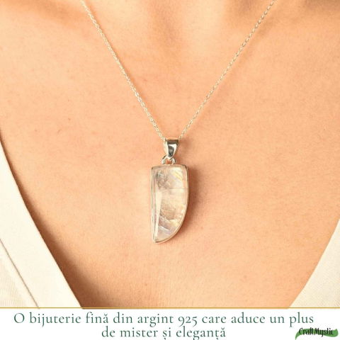 Colier Argint 925 cu Piatra Lunii Neuniform – Intuitie si Echilibru Emotional [1]