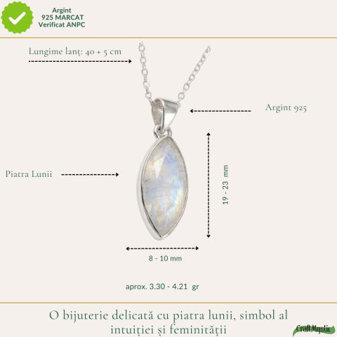 Colier Argint 925 cu Piatra Lunii Fatetata Delica – Feminitate si Echilibru Interior [3]