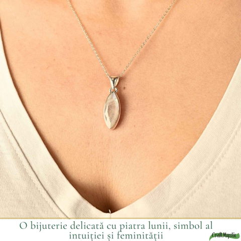 Colier Argint 925 cu Piatra Lunii Fatetata Delica – Feminitate si Echilibru Interior [1]
