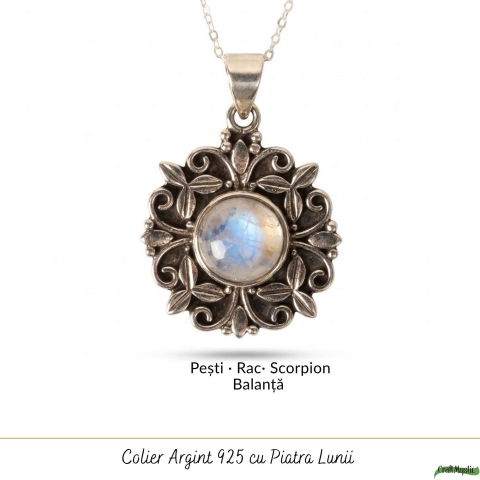 Colier Argint 925 cu Piatra Lunii Floare – Feminitate si Echilibru Interior [4]