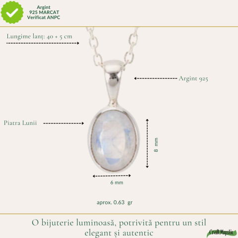 Colier Argint 925 cu Piatra Lunii Oval – Intuitie si Echilibru Interior [3]