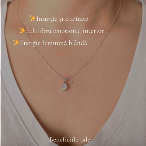 Colier Argint 925 cu Piatra Lunii Oval – Intuitie si Echilibru Interior [2]