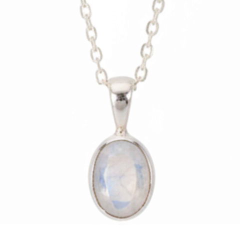 Piatra lunii - Colier Argint 925 cu Piatra Lunii Oval – Intuitie si Echilibru Interior