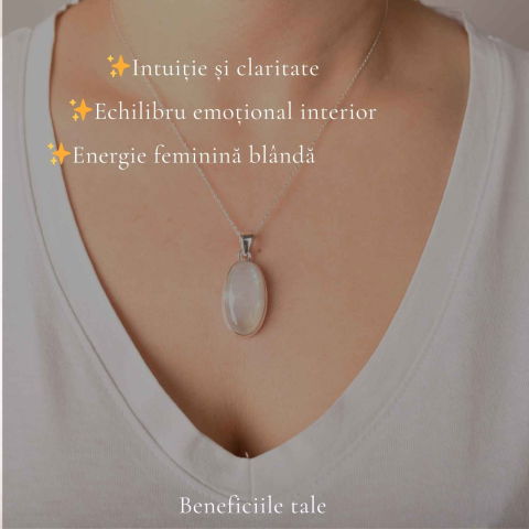 Colier Argint 925 cu Piatra Lunii Ovala – Intuitie si Echilibru Interior [2]