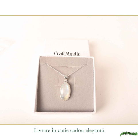 Colier Argint 925 cu Piatra Lunii Ovala – Intuitie si Echilibru Interior [5]