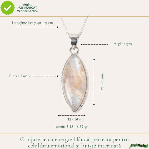 Colier Argint 925 cu Piatra Lunii Delica – Intuitie si Feminitate Naturala [3]