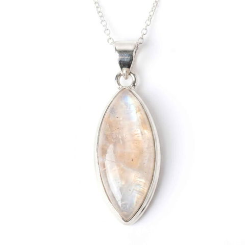 Protectie - Colier Argint 925 cu Piatra Lunii Delica – Intuitie si Feminitate Naturala