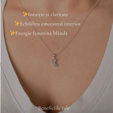 Colier Argint 925 cu Piatra Lunii Semiluna – Intuitie si Energie Lunara [2]