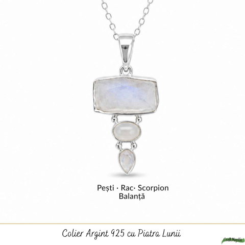Colier Argint 925 cu Tripla Piatra Lunii – Intuitie si Echilibru Emotional [4]
