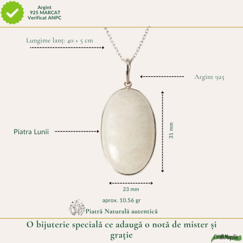 Colier argint 925 piatra lunii oval – intuitie si echilibru interior [3]