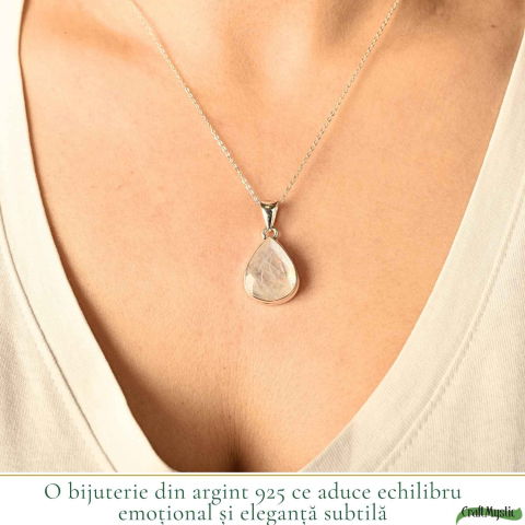 Colier Argint 925 cu Piatra Lunii Lacrima – Intuitie si Echilibru Feminin [1]