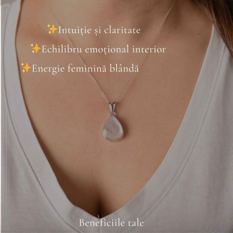Colier Argint 925 cu Piatra Lunii Lacrima – Intuitie si Echilibru Feminin [2]