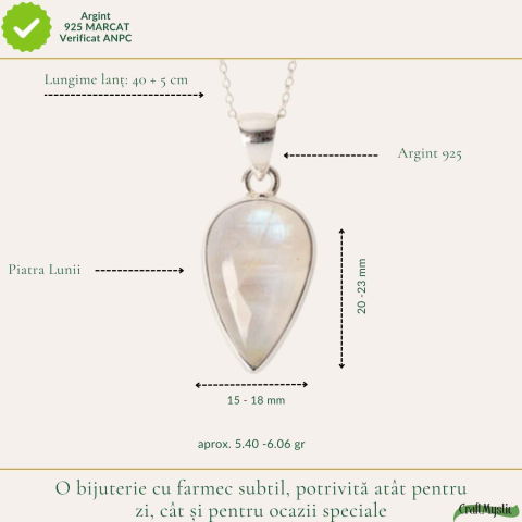 Colier Argint 925 cu Piatra Lunii Lacrima – Intuitie si Echilibru Feminin [3]