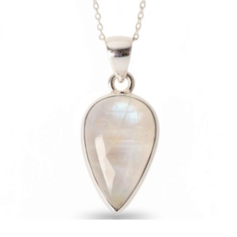 Piatra lunii - Colier Argint 925 cu Piatra Lunii Lacrima – Intuitie si Echilibru Feminin