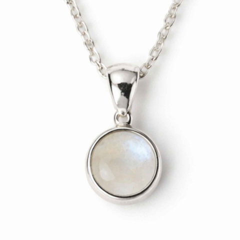 Colier Argint 925 cu Piatra Lunii Rotund – Echilibru si Intuitie Zilnica