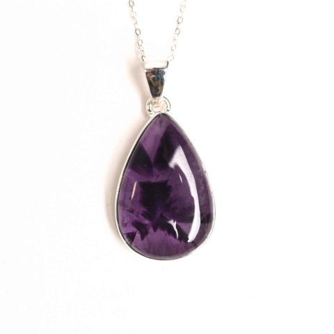 Sagetator - Colier argint 925 cu piatra naturala Atomic Trapiche Amethyst in forma de lacrima – Purtator al Luminilor Spirituale