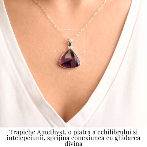 Colier argint 925 cu piatra naturala Atomic Trapiche Amethyst triunghiular – Protectie si Claritate Spirituala [1]