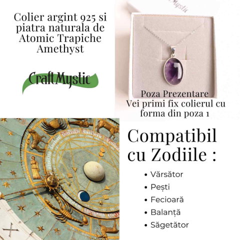 Colier argint 925 cu piatra naturala Atomic Trapiche Amethyst forma marquise – Intuitie si Protectie Spirituala [4]