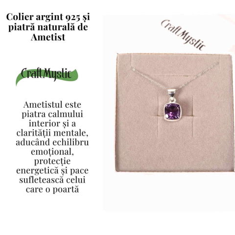 Colier Argint 925 cu Ametist Fatetat – Claritate, Protectie si Liniste Interioara [2]