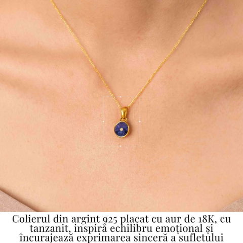 Colier Argint 925 placat cu Aur 18K si Tanzanit Rotund – Claritate si Transformare Interioara [1]