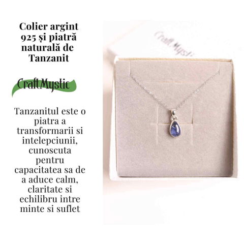 Colier argint 925 cu piatra naturala Tanzanit lacrima – Claritate, Intuitie si Renastere Interioara [2]