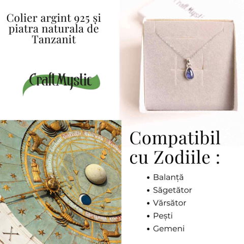 Colier argint 925 cu piatra naturala Tanzanit lacrima – Claritate, Intuitie si Renastere Interioara [3]