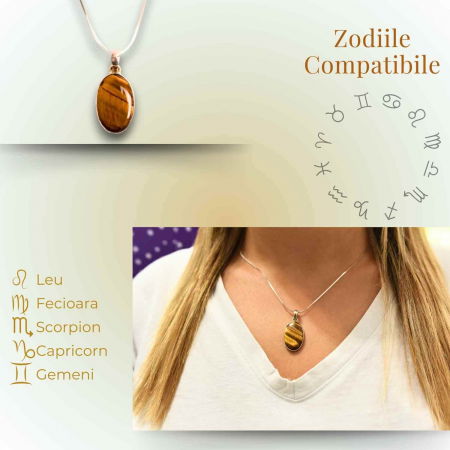 Colier Argint 925 - Ochi de Tigru Natural pentru Incredere [2]