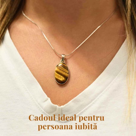 Colier Argint 925 - Ochi de Tigru Natural pentru Incredere [1]