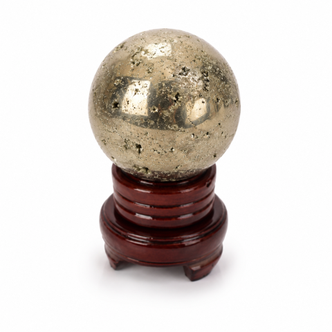 Claritate Mentala si Focus - Sfera din Pirita Naturala Premium cu Suport – Prosperitate si Protectie Energetica