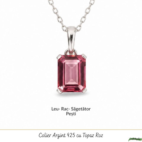 Colier argint 925 cu Topaz Roz forma de dreptunghi – Iubire si echilibru emotional [4]